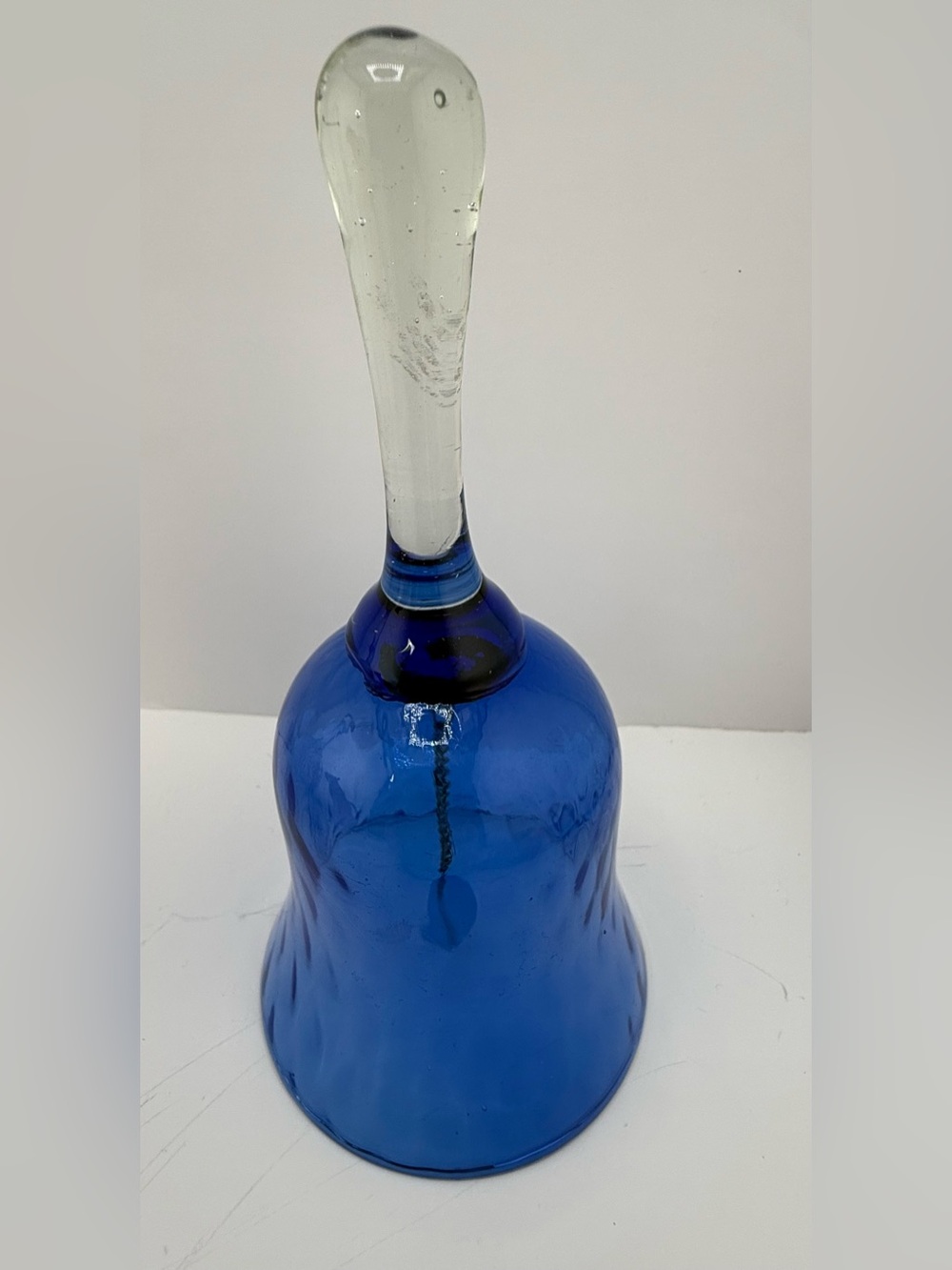 Vintage hand-blown cobalt blue art glass dinner bell